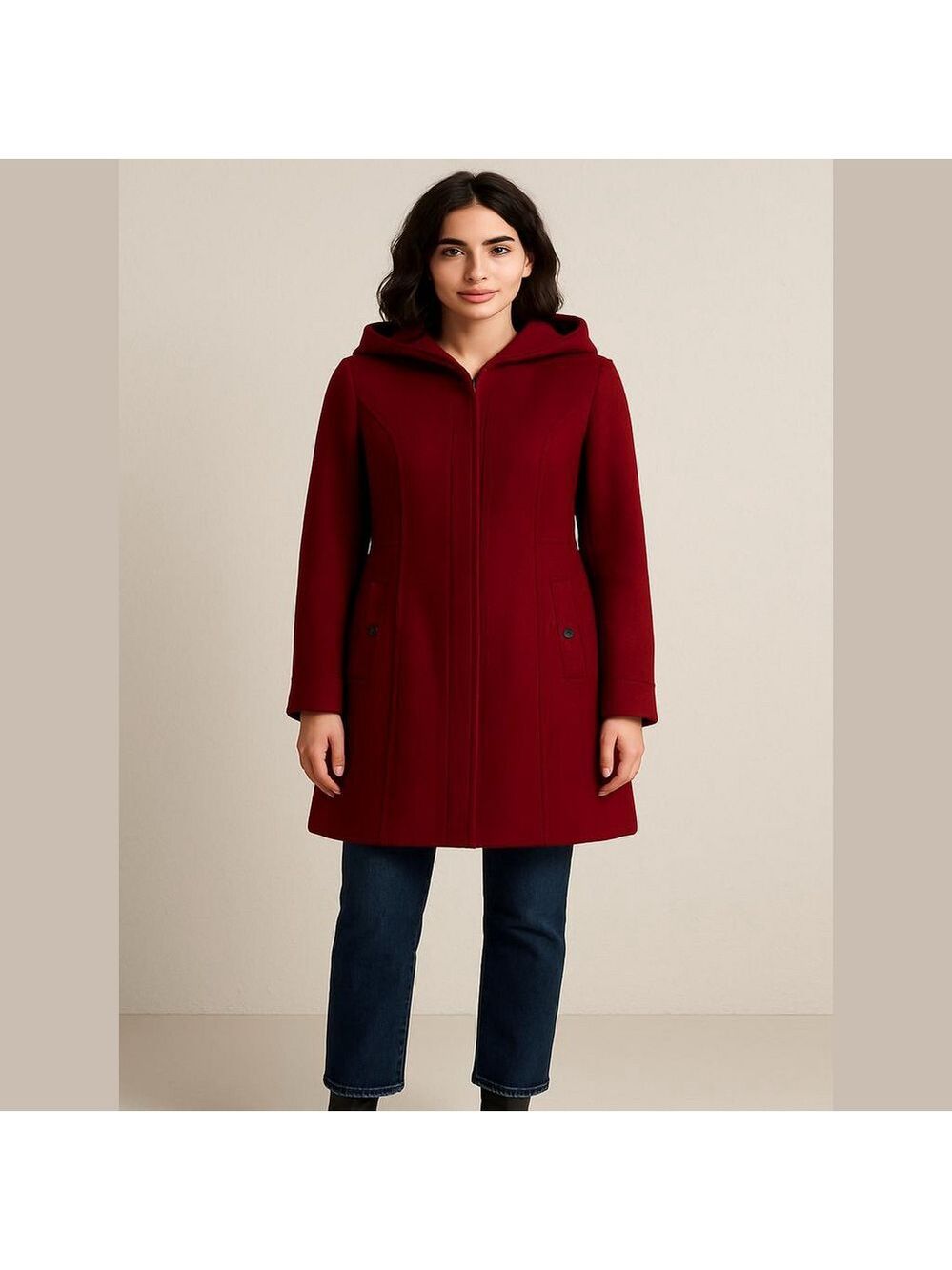 Vintage Wool Pea Coat London Fog Red Hooded Jacket